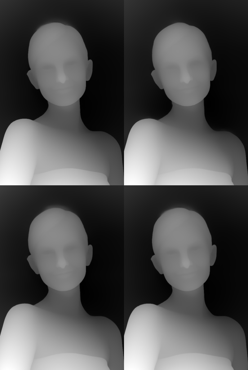 ポートレート画像の深度マップ比較