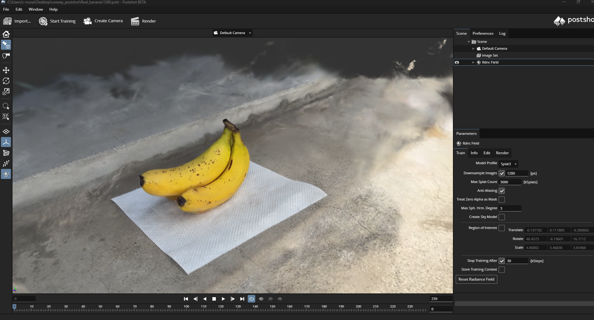 実写動画からPostshotで生成した点群