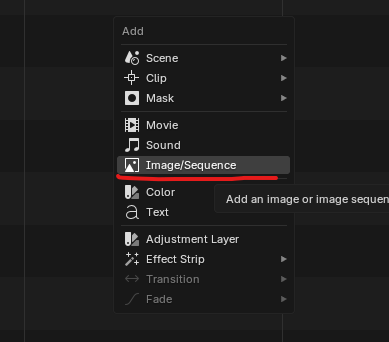 Shift+A メニュー - 画像/シーケンス