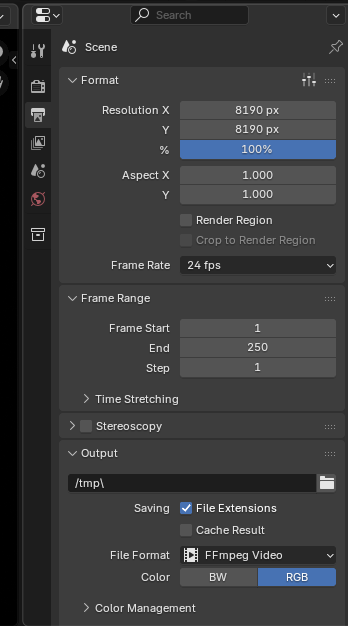 出力プロパティの設定